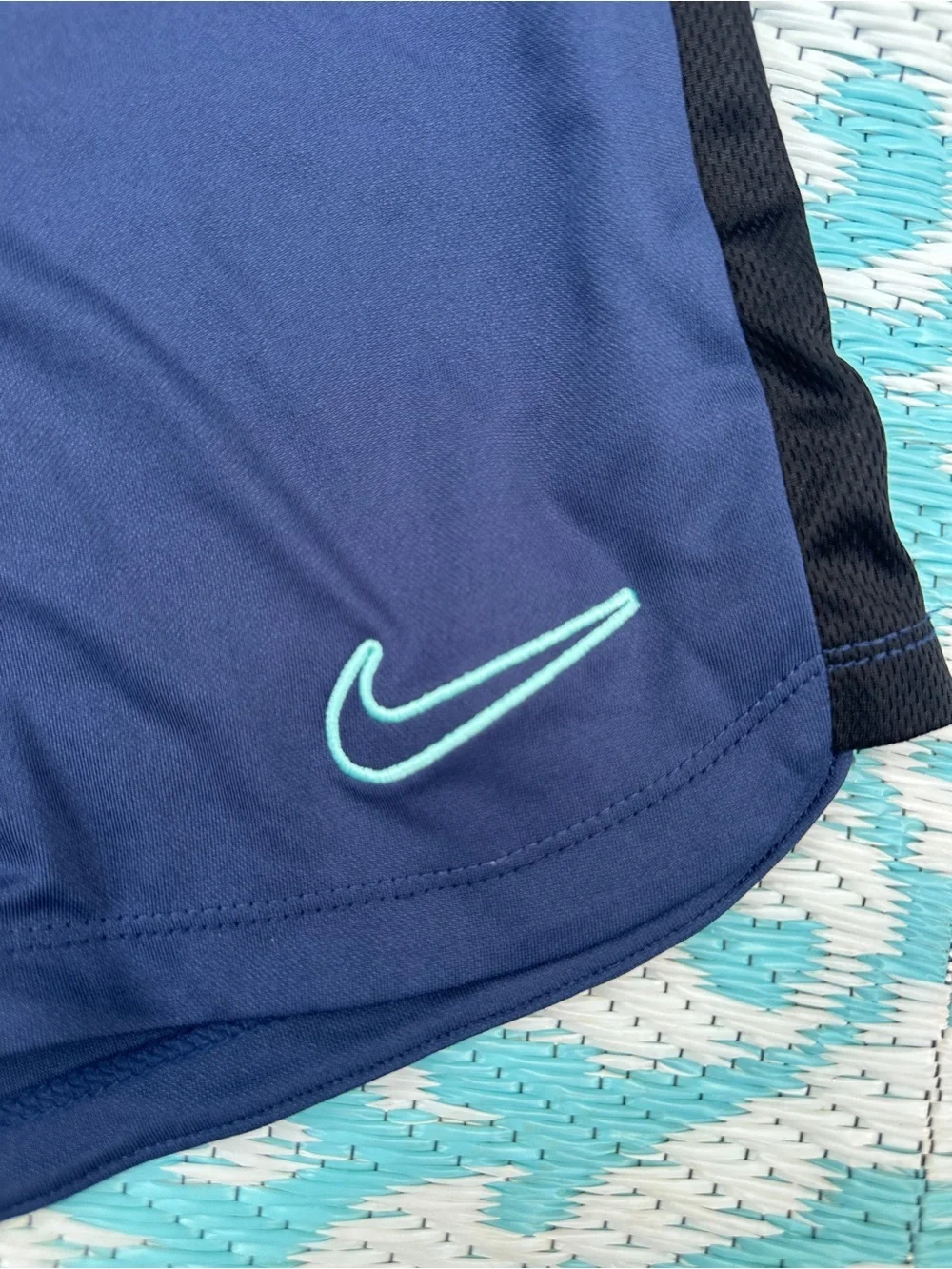 Nike Women’s Navy Athletic Shorts with Teal Swoosh